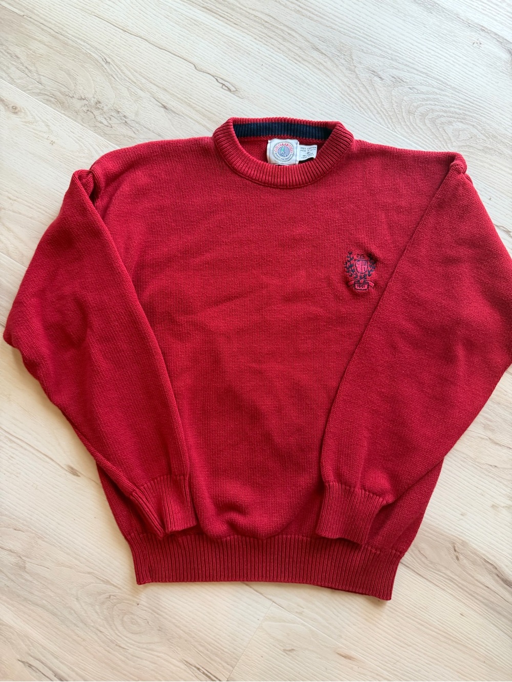 Vintage Crewneck Sweater in Red  - Made in USA 100% cotton-0157
